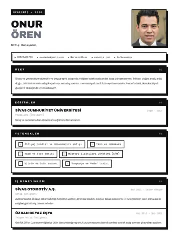 Satış Danışmanı CV Örnekleri cv indir